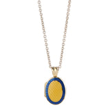 18ct Yellow Gold Small Royal Blue And Clear Enamel Locket