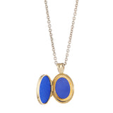 18ct Yellow Gold Small Royal Blue And Clear Enamel Locket