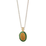 18ct Yellow Gold Dark Green And Brown Enamel Locket