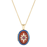 18ct Yellow Gold Blue and Red Enamel and Ruby Locket Pendant
