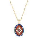18ct Yellow Gold Blue and Red Enamel and Ruby Locket Pendant