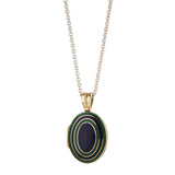 18ct Yellow Gold Navy Blue And Dark Green Enamel Locket