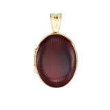 18ct Yellow Gold Red Enamel Locket Pendant