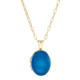18ct Yellow Gold Turquoise Enamel Locket Pendant