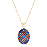 18ct Yellow Gold Blue and Red Enamel Locket Pendant
