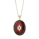 18ct Yellow Gold Red and Black Enamel Locket with Ruby Centre