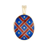 18ct Yellow Gold Red And Blue Enamel Locket Pendant
