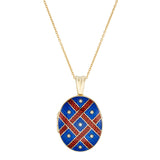 18ct Yellow Gold Red And Blue Enamel Locket Pendant
