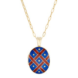 18ct Yellow Gold Red And Blue Enamel Locket Pendant