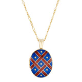 18ct Yellow Gold Red And Blue Enamel Locket Pendant