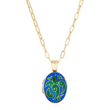 18ct Yellow Gold, Blue and Green Enamel Locket Pendant