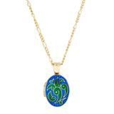 18ct Yellow Gold, Blue and Green Enamel Locket Pendant