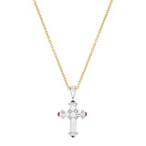 18ct White Gold Diamond and Ruby Cross Pendant
