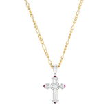 18ct White Gold Diamond and Ruby Cross Pendant