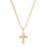 18ct Yellow Gold Diamond and Sapphire Cross Pendant