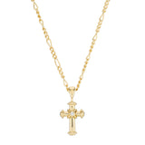 18ct Yellow Gold Diamond and Sapphire Cross Pendant