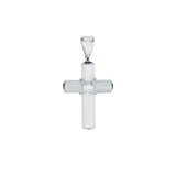 18ct White Gold Diamond and Sapphire Cross Pendant