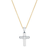 18ct White Gold Diamond and Sapphire Cross Pendant