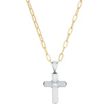 18ct White Gold Diamond and Sapphire Cross Pendant