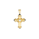 18ct Yellow Gold Diamond and Blue Sapphire Cross Pendant