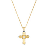 18ct Yellow Gold Diamond and Blue Sapphire Cross Pendant