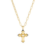18ct Yellow Gold Diamond and Blue Sapphire Cross Pendant