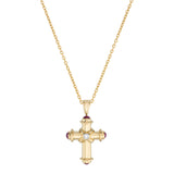 18ct Yellow Gold Diamond and Ruby Cross Pendant