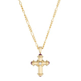 18ct Yellow Gold Diamond and Ruby Cross Pendant