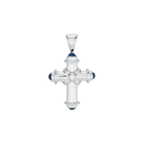 18ct White Gold Diamond and Sapphire Cross Pendant