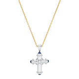 18ct White Gold Diamond and Sapphire Cross Pendant