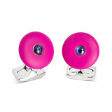 'The Brights' Hot Pink Round Cufflinks with Sapphire Centre