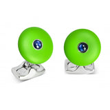 'The Brights' Lime Green Round Cufflinks with Sapphire Centre