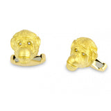 18ct Yellow Gold Chimpanzee Cufflinks with Diamond Eyes