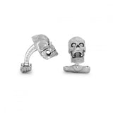 18ct White Gold Skull Cufflinks with Diamond Eyes