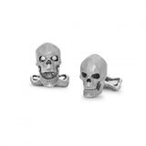 18ct White Gold Skull Cufflinks with Diamond Eyes