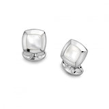 Sterling Silver Cushion Cufflinks with White Mother-of-Pearl Inlay