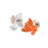 Sterling Silver Orange and Black Stingray Cufflinks