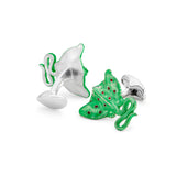 Sterling Silver Green and Red Stingray Cufflinks