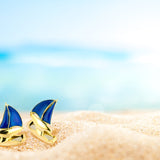 18ct Yellow Gold Enamel Yacht Cufflinks