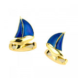 18ct Yellow Gold Enamel Yacht Cufflinks