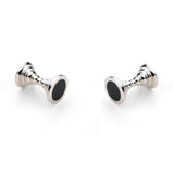 Sterling Silver Dumbbell Cufflinks With Onyx Inlay Ends