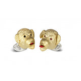 Sterling Silver Gold Plated Cheeky Monkey Cufflinks with Ruby Eyes