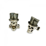 18ct White Gold Skull Cufflinks with Top Hat