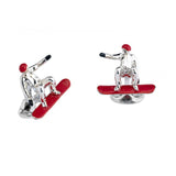 Sterling Silver Snowboarder with Red Snowboard and Helmet