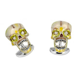 'Suspicious Death' Sterling Silver Enamel Skull Cufflinks