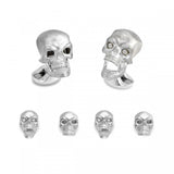 Sterling Silver Skull Dress Stud Set with Diamond Eyes