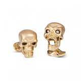 Gold Plated Sterling Silver Skull Cufflinks With Diamond Eyes