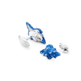 Sterling Silver Blue Enamel Seashell Cufflinks