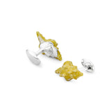 Sterling Silver Yellow Enamel Seashell Cufflinks