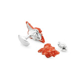 Sterling Silver Orange Enamel Seashell Cufflinks